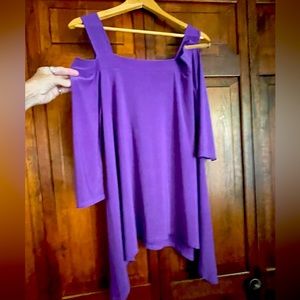 Purple cold shoulder top